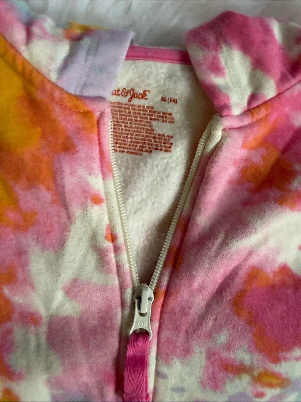 Cat & Jack Pink Multi Tie-Dye Zip Front Hoodie